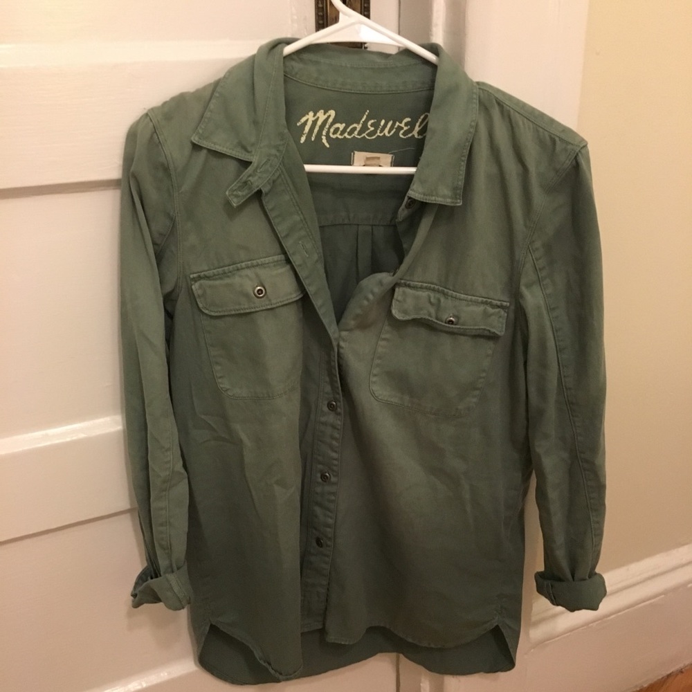 Madewell green button up